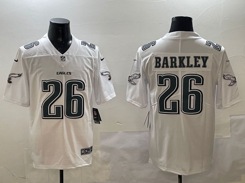 Men Philadelphia Eagles #26 Barkley White Fashion 2025 Nike Limited NFL Jersey style 4